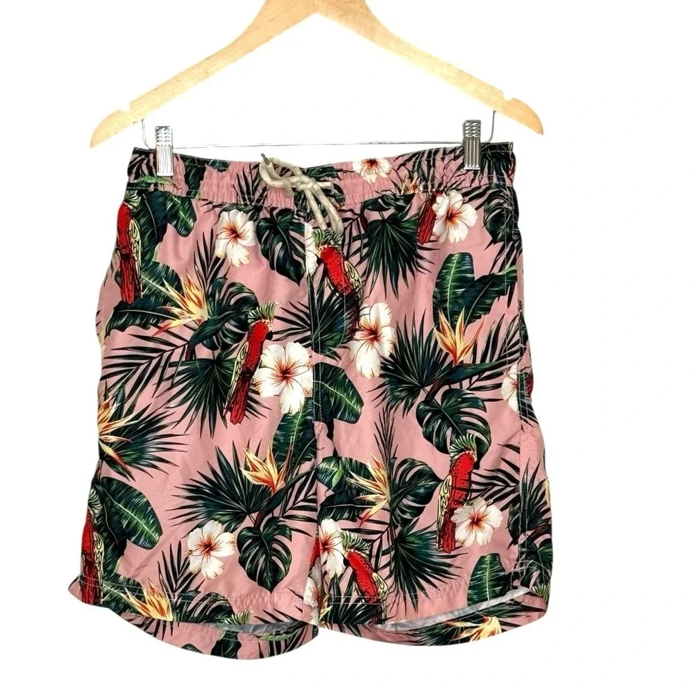 Trinity Coast Mens Medium Tropical Swim Trunks Lined Board Shorts Pockets